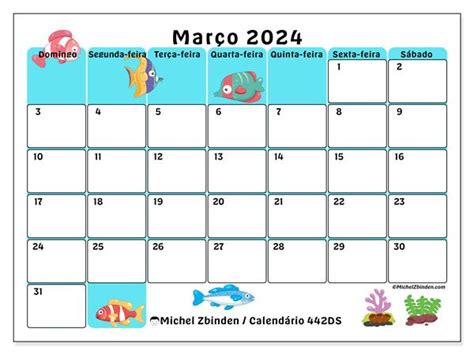 Calendário Março 2024 442 Calendário Calendario para imprimir