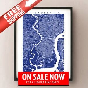 Philadelphia Map Print Philly Art Poster Pennsylvania State - Etsy