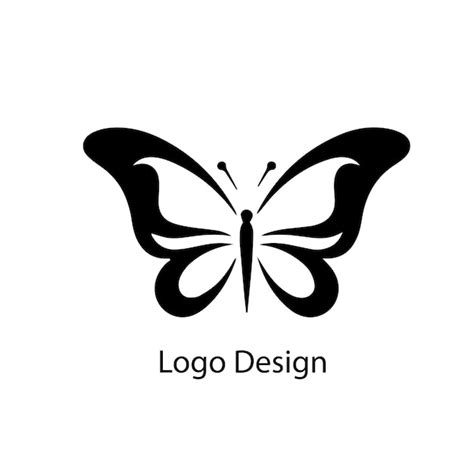 Conception De Logo Papillon Icône Plate Simple Noire Sur Fond Blanc