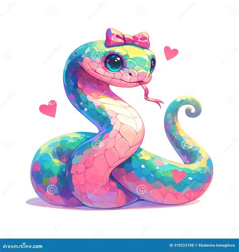 A Green Snake and Hearts Around it. the Snake is Sitting on a White
