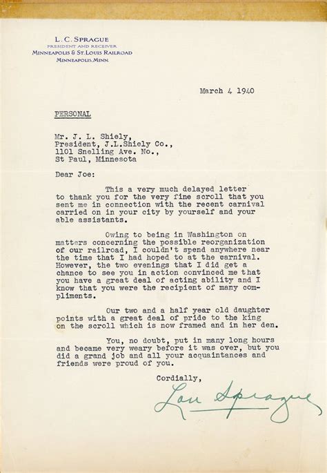 1940 Letter To Joe Shiely Sr From LC Sprague Kyle Shiely Flickr