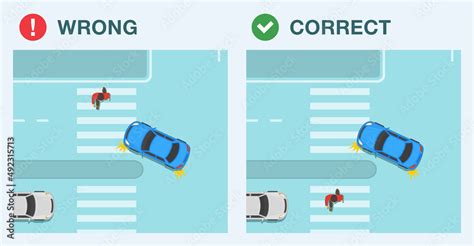 Safety Car Driving And Traffic Regulation Rules Wrong And Correct Turn Position On Multi Lane