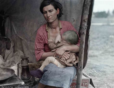 Newly Colourised Photos Show Dust Bowl Refugees Living In Shacks Dorothea Lange Photography