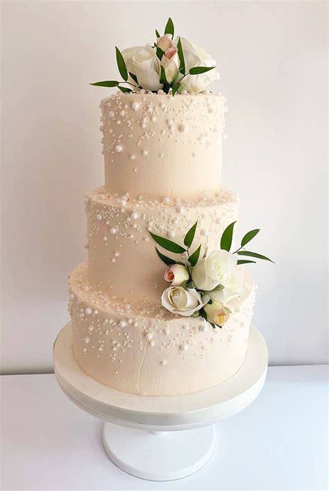 Buttercream Wedding Cake With Pearls And Roses The Cakery Leamington