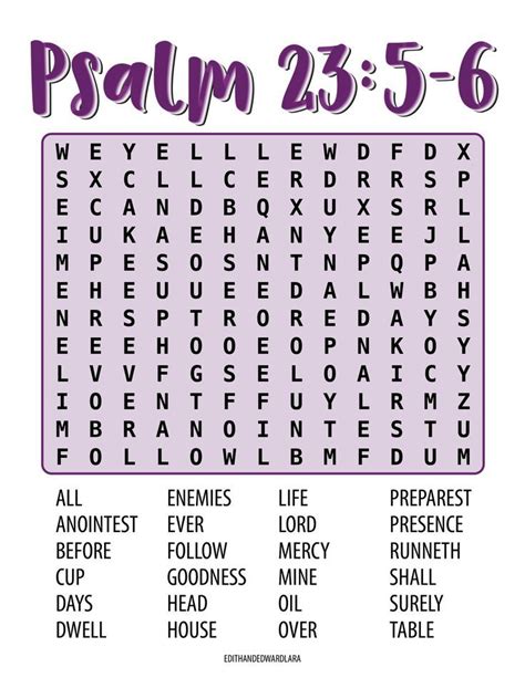 Psalm 23 5 6 Word Search Puzzle Large Print Psalm 23 5 Bible