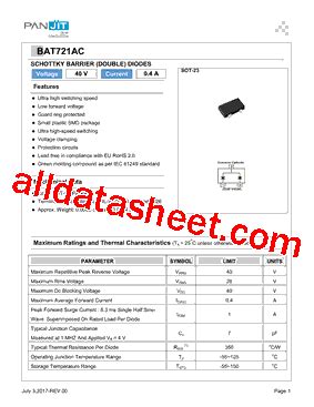 BAT721AC R1 00001 Datasheet PDF Pan Jit International Inc