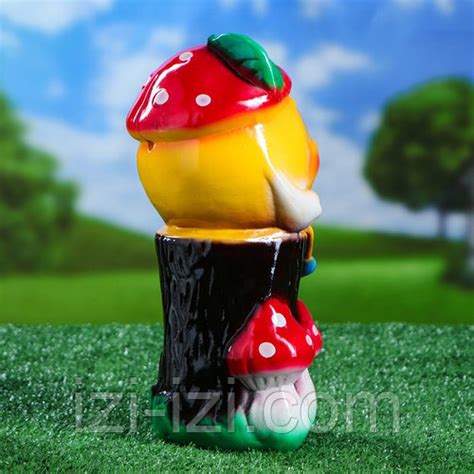 Садовая фигура "Колобок на пне", глянец, разноцветный, 28 см (id 103958189)