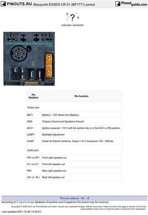 Blaupunkt ESSEN CR 31 BP1771 Pinout Diagram Pinoutguide