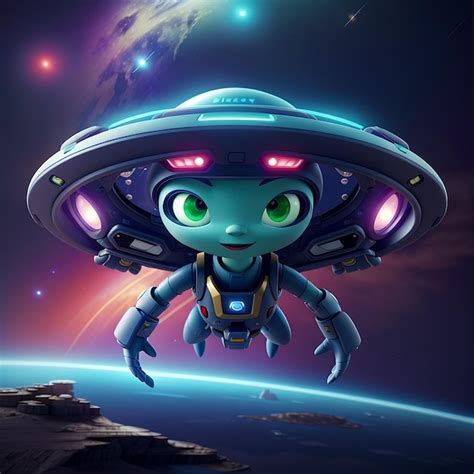 Premium Photo Cute Alien UFO Cartoon Vector Icon Illustration Space