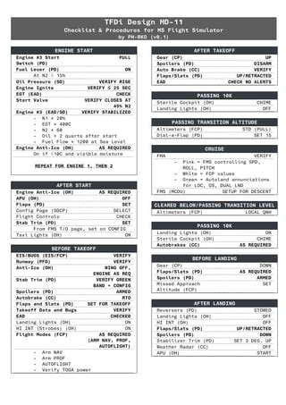 MD 11 Checklist Procedures Quickview V0 1 Pdf