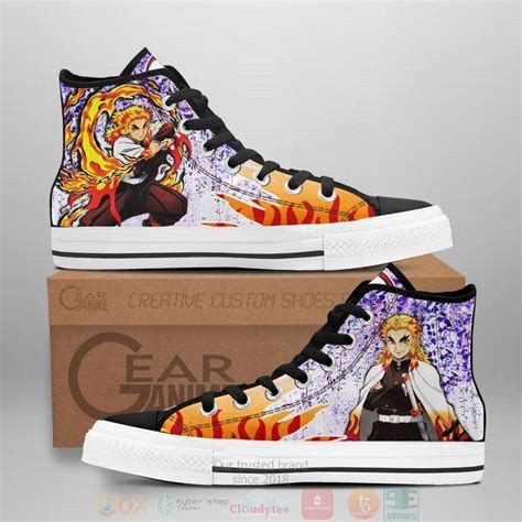 HOT Demon Slayer Kyojuro Rengoku Anime Wisteria Style Canvas High Top Sneaker Express Your