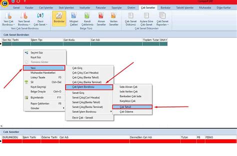Çek tahsil Comport ERP ve Ön Muhasebe programı kullanım kılavuz