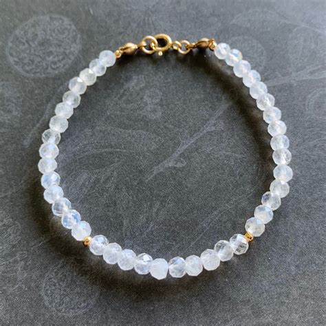 Blue Moonstones Bracelet Rainbow Moonstones Sparkly Elegant