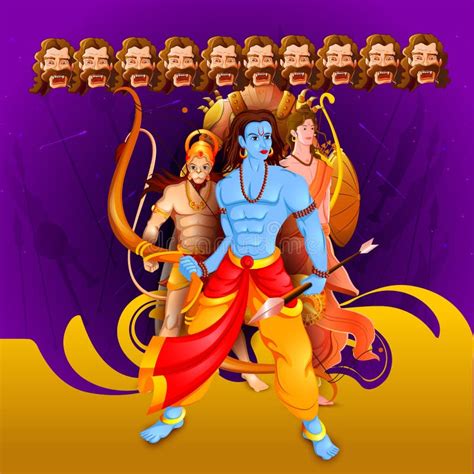 Lord Rama Killing Ravana In Happy Navratri Festival Of India With Hindi