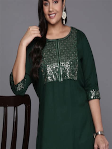 Buy Extra Love By Libas Women Plus Size Yoke Design Sequinned Kurta