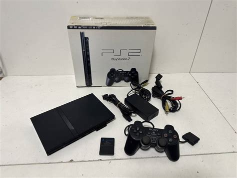 ソニー 薄型 PS2 本体セット SCPH 70000 CB ブラック み メモリーカード コントローラー アダプタ 本体 売買された