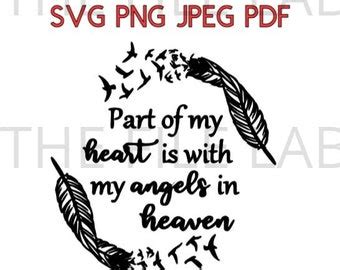 Part Of My Heart Is With My Angel In Heaven Clipart Memorial Svg