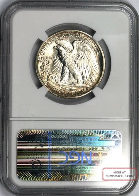 D Walking Liberty Half Dollar C Ngc Ms Multi Color Toning