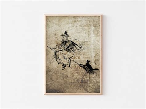 Witch Art Print For Halloween Wall Decor Halloween Printable Etsy