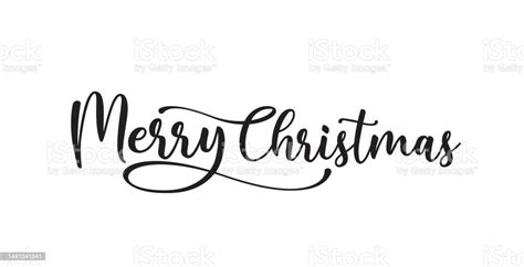 Merry Christmas Brush Hand Lettering Isolated On White Background Stock