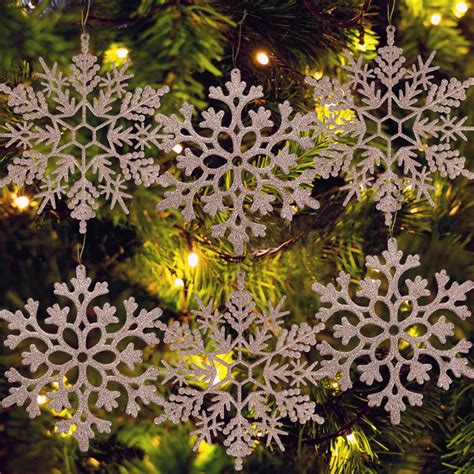 6pcs Large Snowflakes Ornaments Rose Gold 12” Big Plastic Glitter