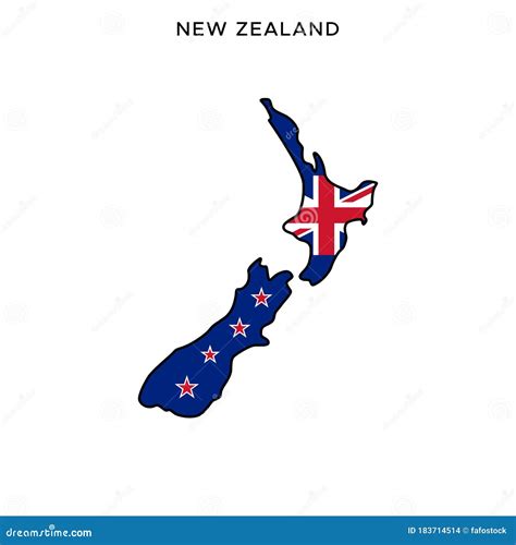 Map And Flag Of New Zealand Vector Design Template With Editable Stroke