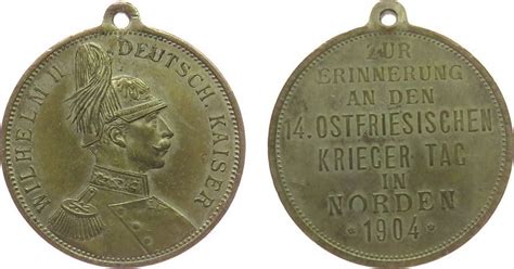 Tragbare Medaille Bronze Versilbert Wilhelm Ii Auf