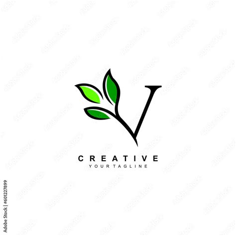 Nature Theme Letter V Logo Design With Leaves Vector V Nature V Leaf