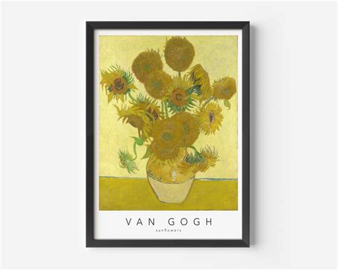 Vincent Van Gogh Sunflowers Mid Century Art Poster Famous Painting Famous Artist Wall Decor