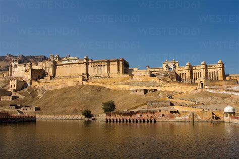 Amber Fort Overlooking Maota Lake Jaipur Rajasthan India Asia Stock