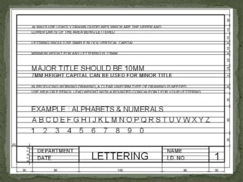 Lettering techniques in engineering drawing