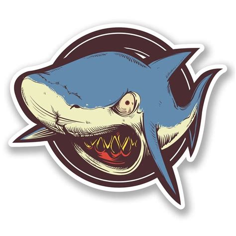 X Angry Shark Vinyl Sticker Laptop Travel Luggage Car Ebay