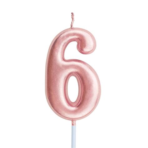 6th Birthday Candle Six Years Pink Happy Birthday Number 6 Candles For