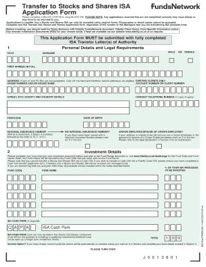 Fillable Online Applications To Transfer Into A Stocks And Shares ISA