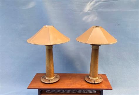 A Pair Of Large Pacific Green Messina Table Lamps Mid Century