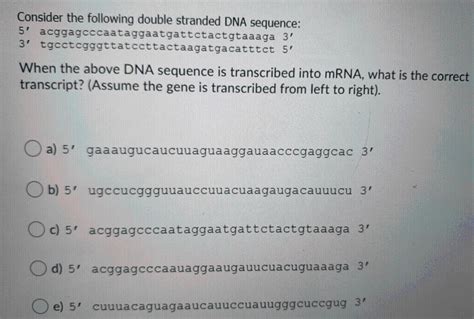 Solved Consider the following double stranded DNA sequence: | Chegg.com 