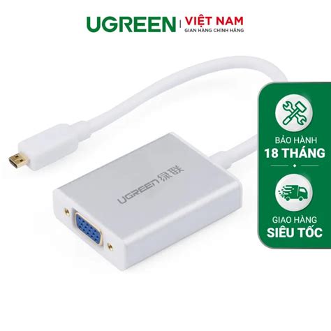 Dây Chuyển đổi Micro Hdmi Male To Vga Female Ugreen 40222 Dài 15cm