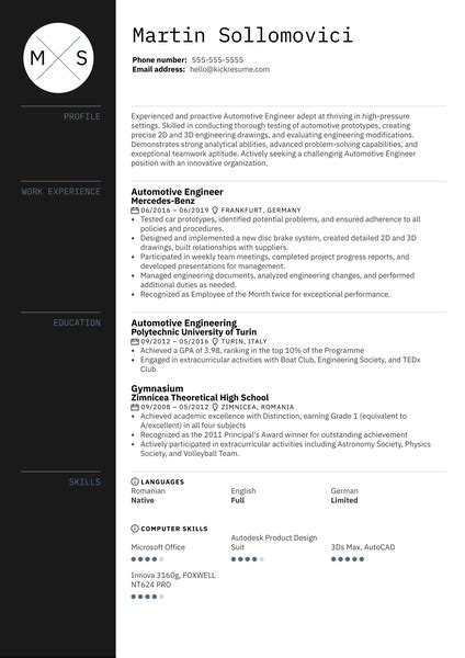 Automotive Resume Examples And Writing Guide 2024 Kickresume