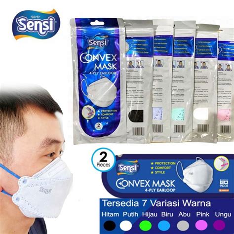 Jual Masker SENSI CONVEX 4ply Earloop Original Pabrik Sachet Isi 2 Pcs