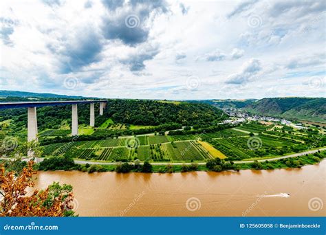 The Mosel Valley Bridge from Top of the View Point at the Mosel Stock ...