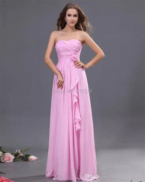 Pink Chiffon Bridesmaid Dresses 2015 Sweetheart Cheap A Line Long Maid