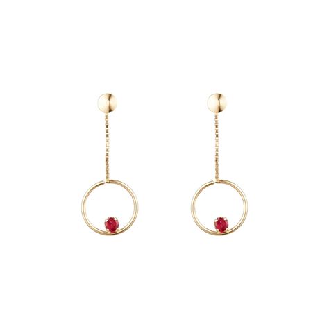 Boucles Oreilles Or Jaune Cerceaux De Rubis Mes Bijoux Fr