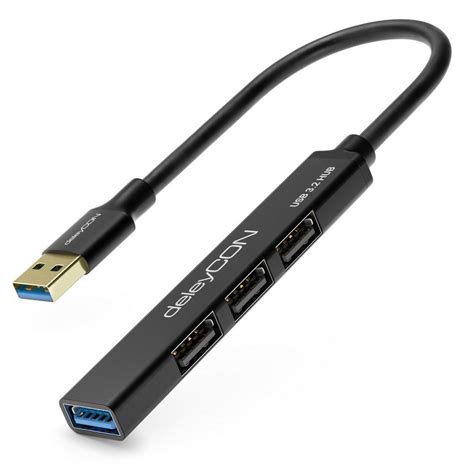 deleyCON deleyCON USB HUB 4 Port 4x USB A 1xUSB3.0 & 3xUSB2.0 mit USB A ...