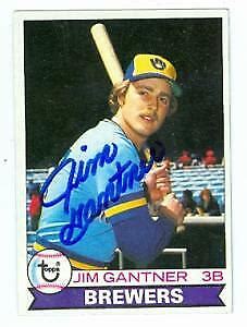 Jim Gantner Autographed Baseball Card Milwaukee Brewers Topps