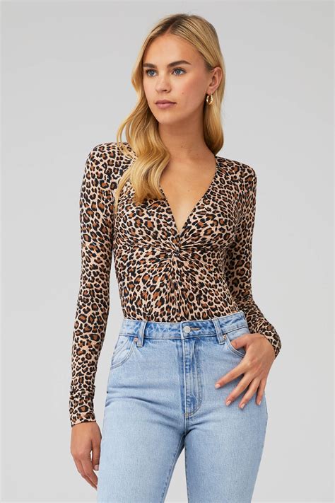 Bardot Leopard Twist Bodysuit In Leopard Fashionpass