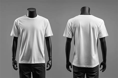 White Tshirt Mockup On Mannequin With Front And Back View Premium AI