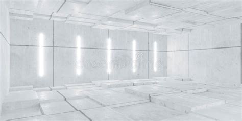 Minimalist White Tiled Room With Natural Light 3d Render Illustration