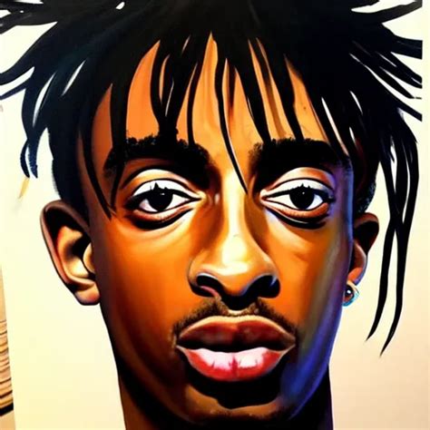 A Painting Of Playboi Carti By Damon Albarn Cel Stable Diffusion