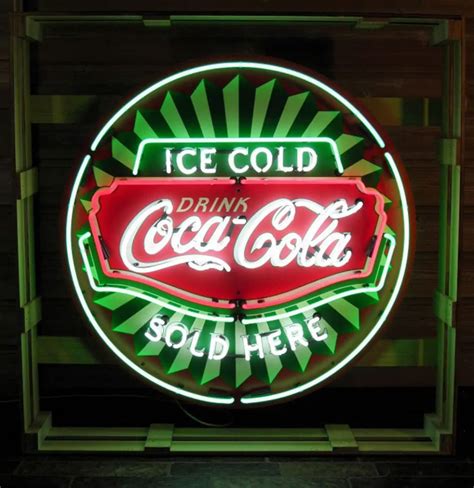 Large Ice Cold Coca Cola Neon Sign With Backplate