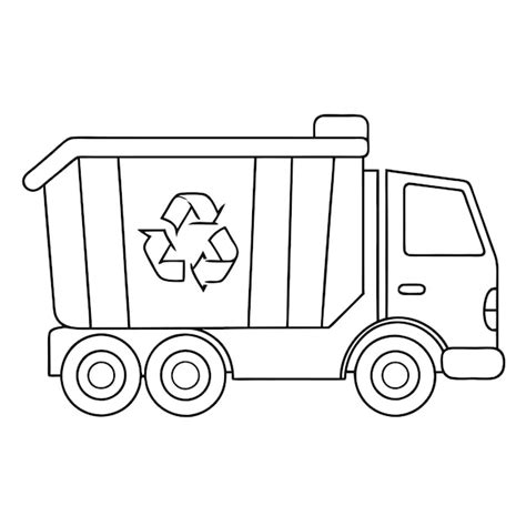 Premium Vector A Black And White Drawing Of A Garbage Truck With A